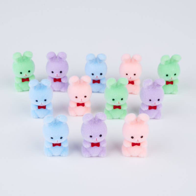 Factory Direct Craft - Wholesale Decorative Tabletop Object - 1" Pastel Miniature Flocked Bunnies (Bag of 12)3