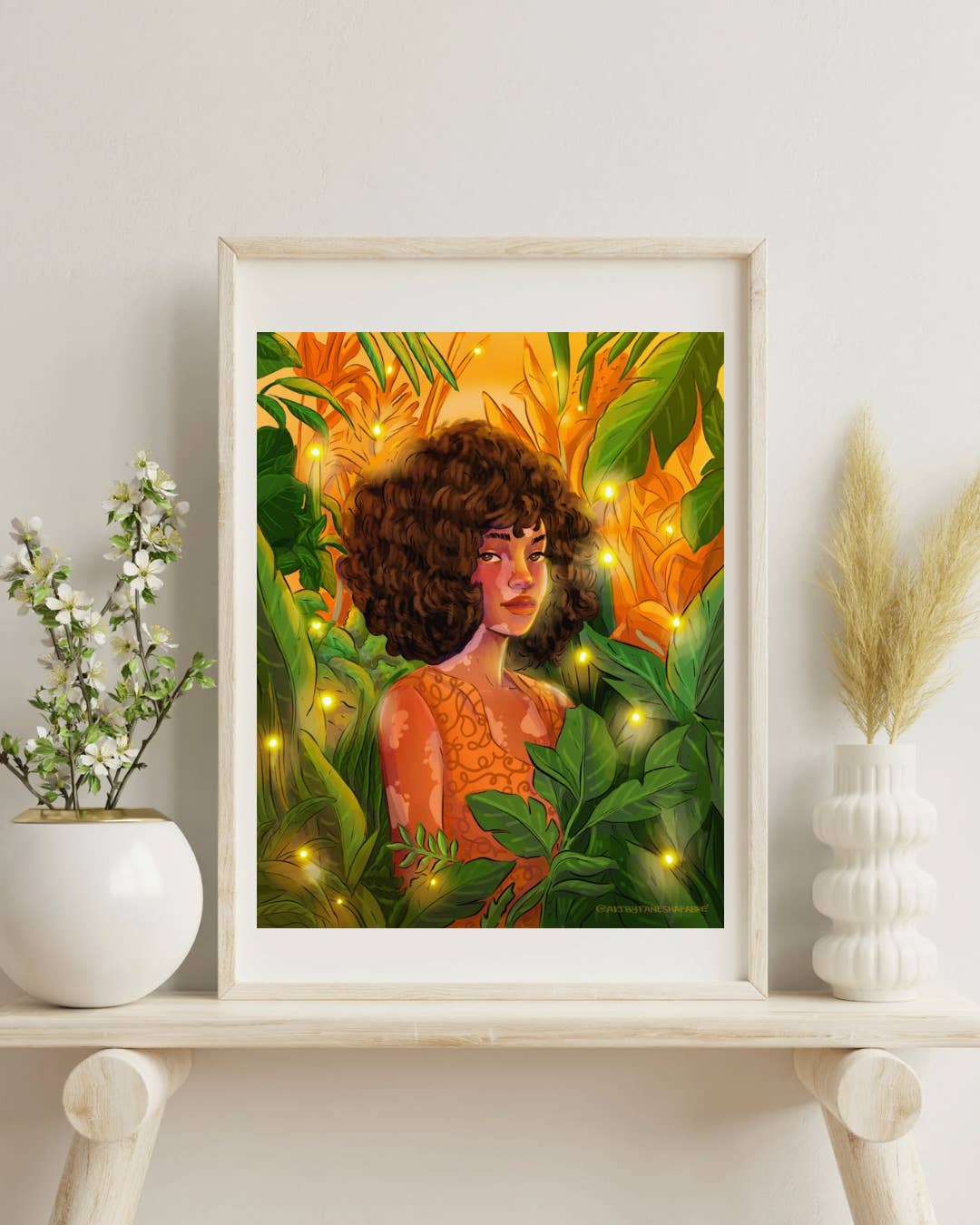 Fanesha Fabre - Wholesale Art Print - Afro Latina Jungle Glow Art Print | Tropical Magic Wall Deco