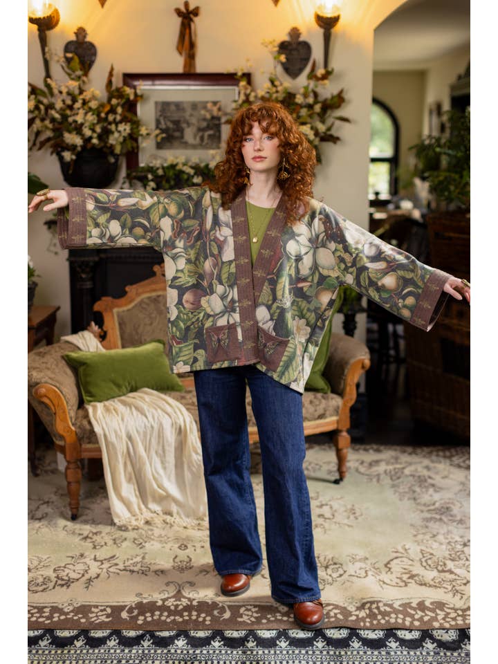 Market of Stars (USA) - Wholesale Jacket - Women's - Fleur De Lune Fleece Cottage Cardigan Jacket w/ Floral Print1