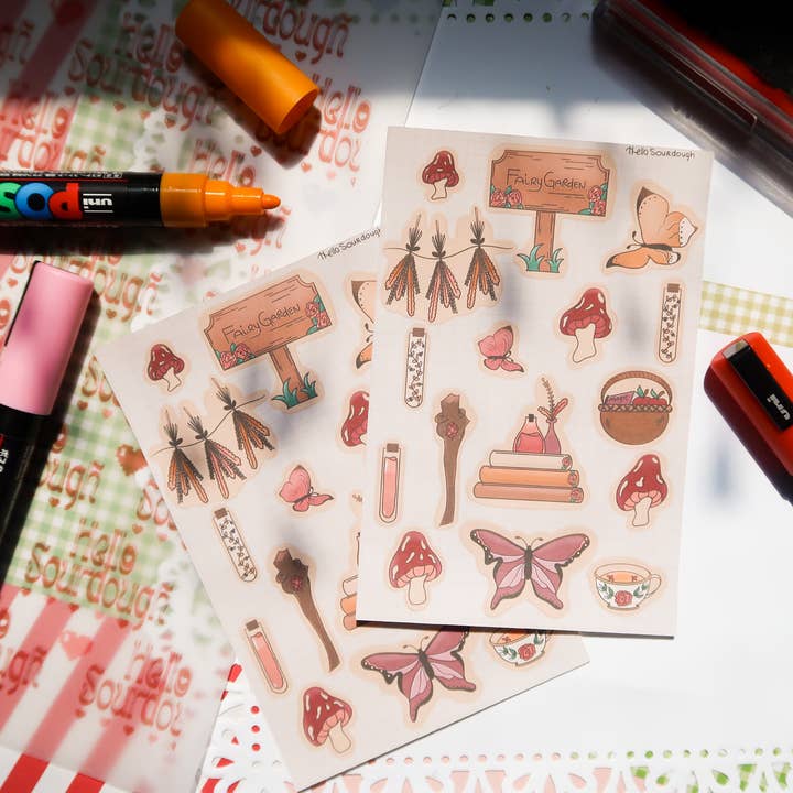 Feuille d'autocollants Jardin féerique pour la vente par Hello Sourdough