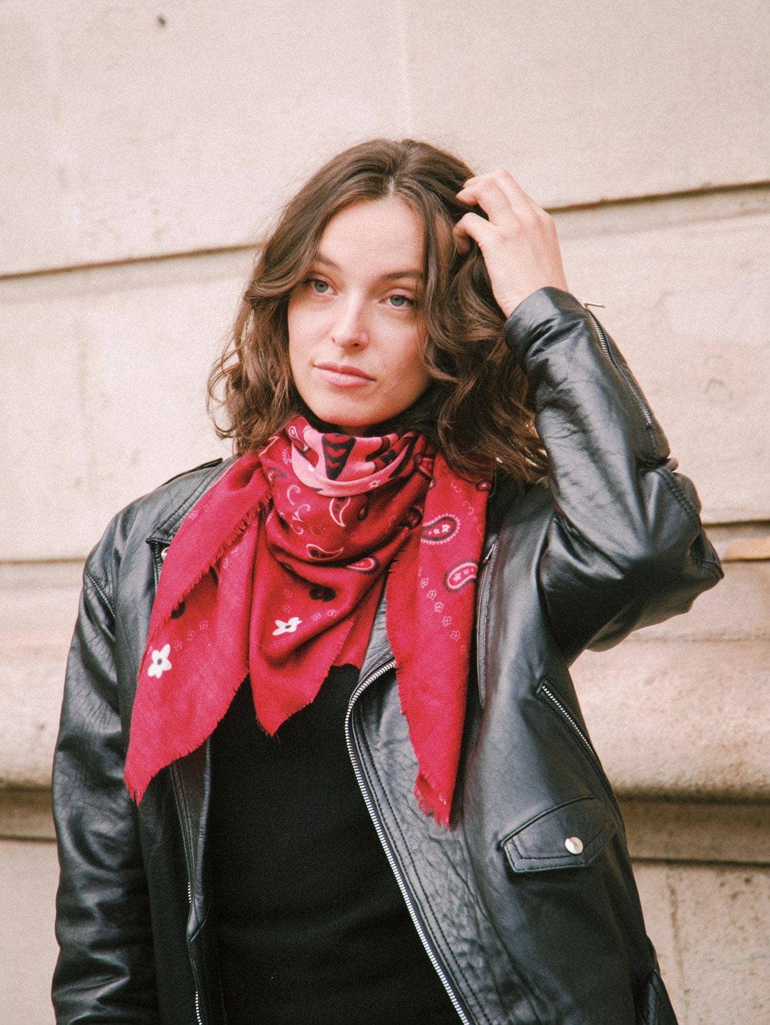 Indira Red Cashmere Scarf for wholesale on Faire4