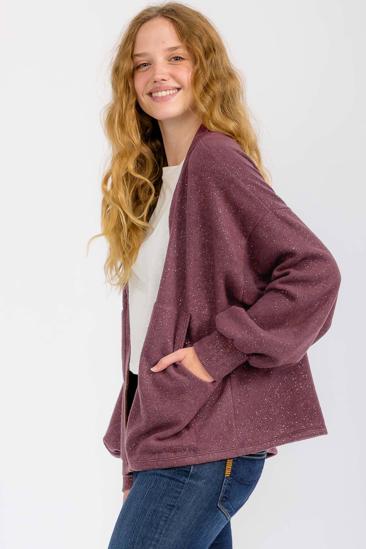 7th Ray – wholesale Cardigan – Women’s – Gold Glitter Detail Button Down Cardigan T604013