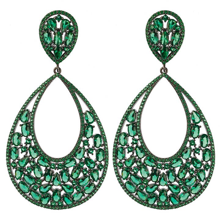 Lacelike - Orecchini a mezza goccia, colore: Verde per la vendita all'ingrosso da parte di JCM London