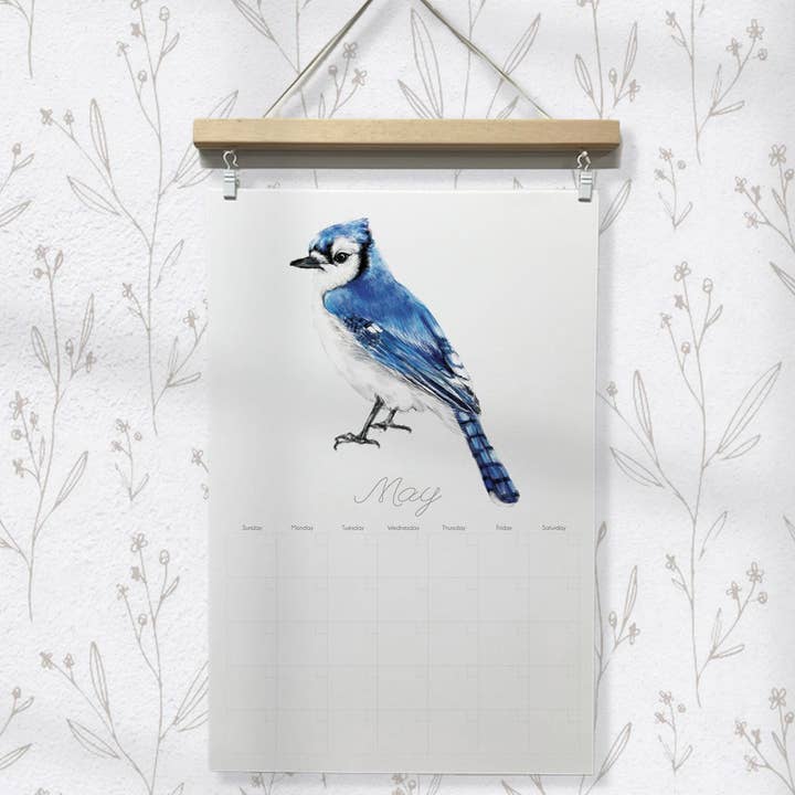 DATELESS Ekstra Stor Vægkalender med Magnetisk Plakatophæng - Fugl for engroshandel hos Triple Studio