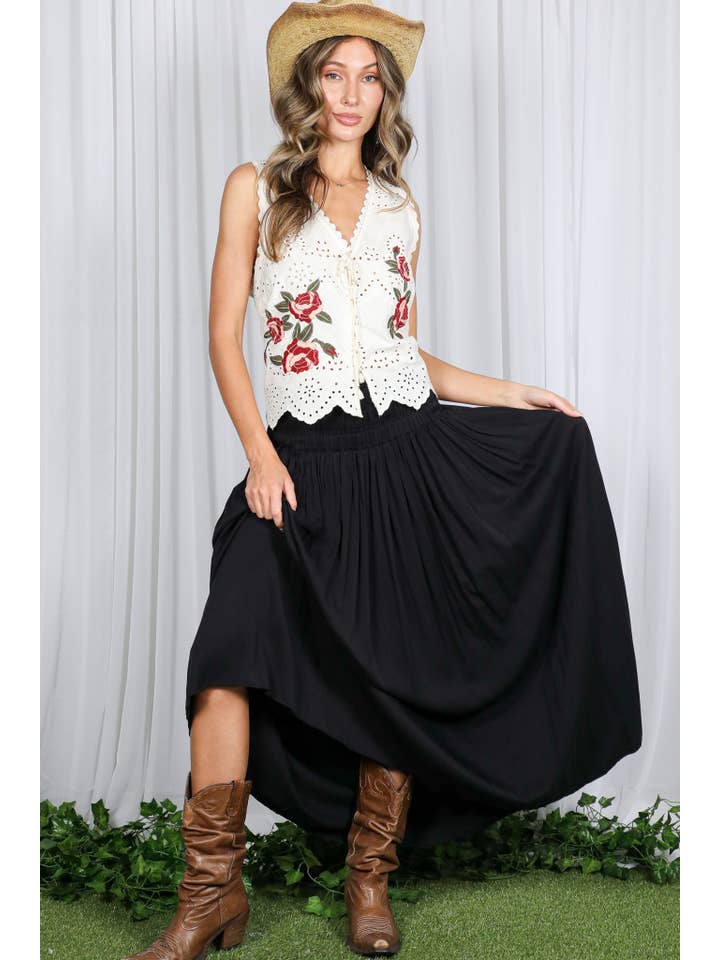 Vine & Love - Wholesale Skirt - Women's - Casual Maxi Flowy Bohemian Renaissance Long Skirt VS8294022