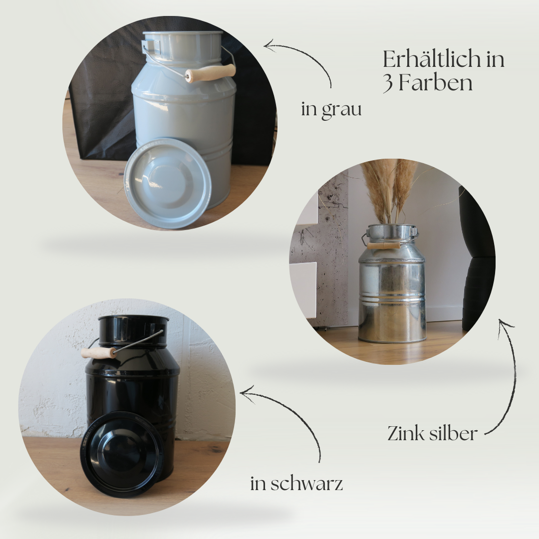 Waldsehnen - Art of Handmade – Vaso de plantas por atacado – Recipiente de zinco natural cinza para planta e leite8