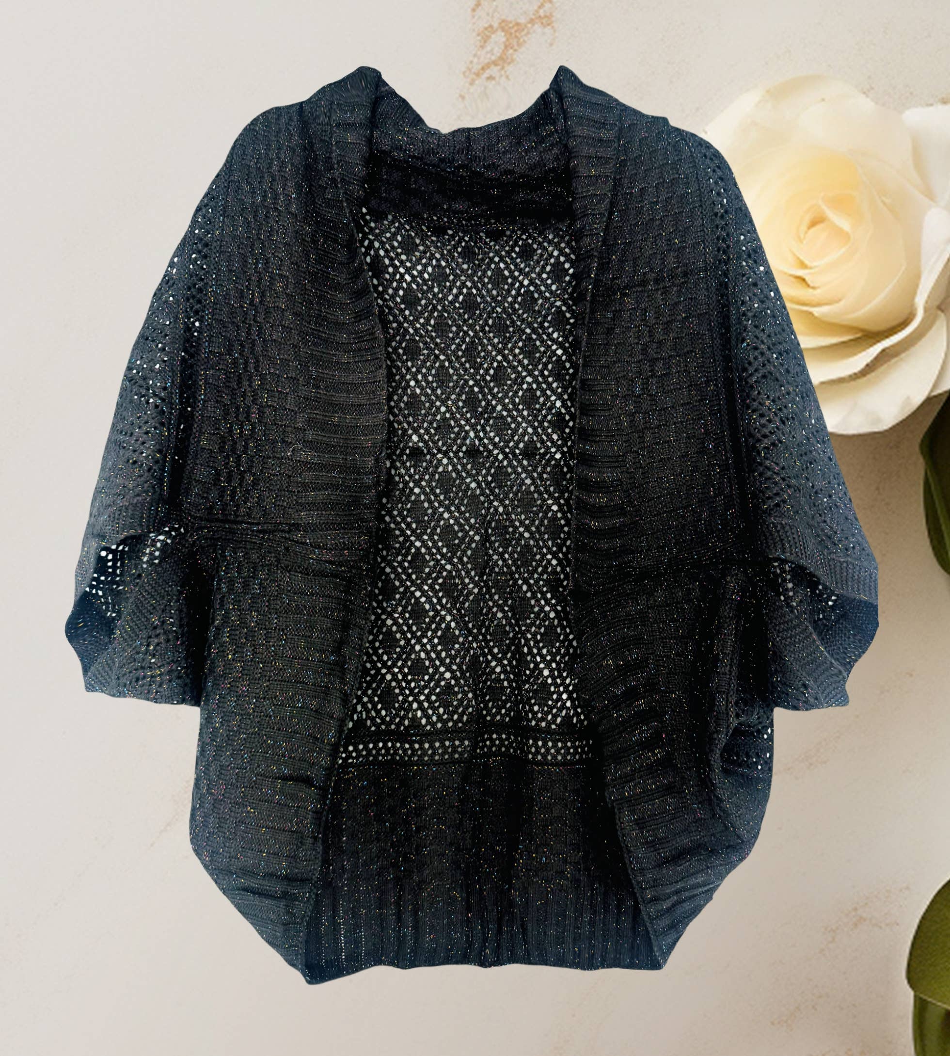 JC Sunny Fashion – wholesale Cardigan – Women’s – Knitted Hollow-Out Cardigan with Metallic Thread Accents4