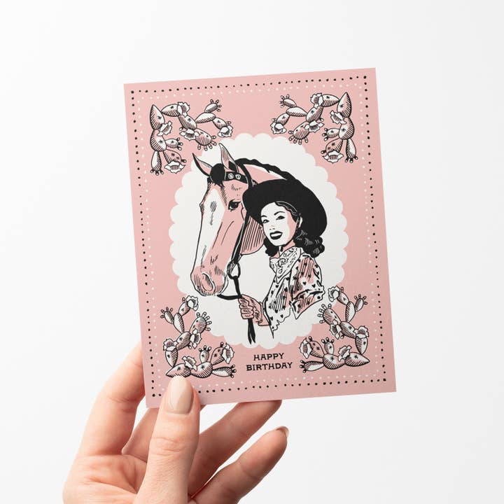 Antiquaria - Wholesale Birthday Card - Vintage Cowgirl Birthday
