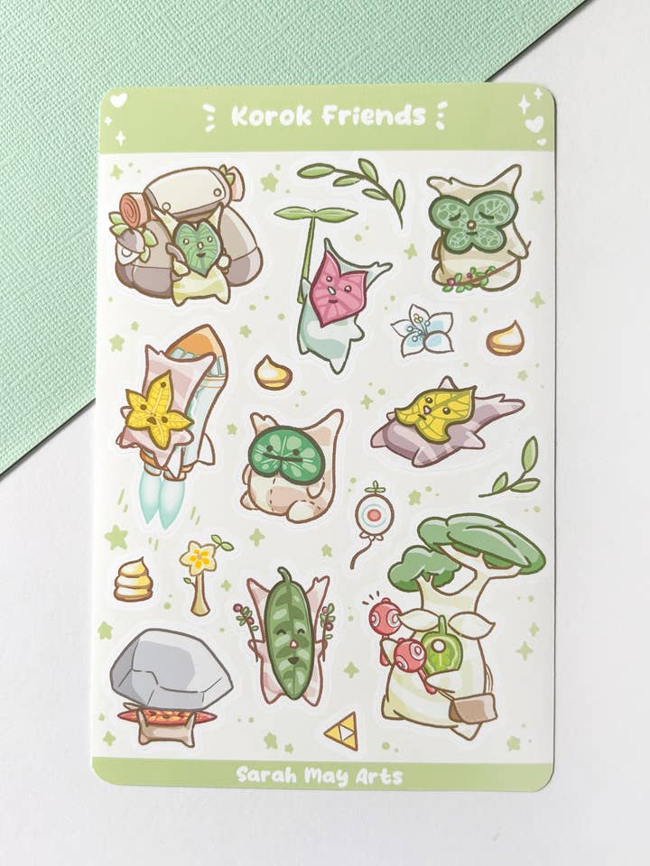 Korok Venner Klistermærkeark - 18 stk. Mat Vinyl Kiss Cut for engroshandel hos Sarah May Arts