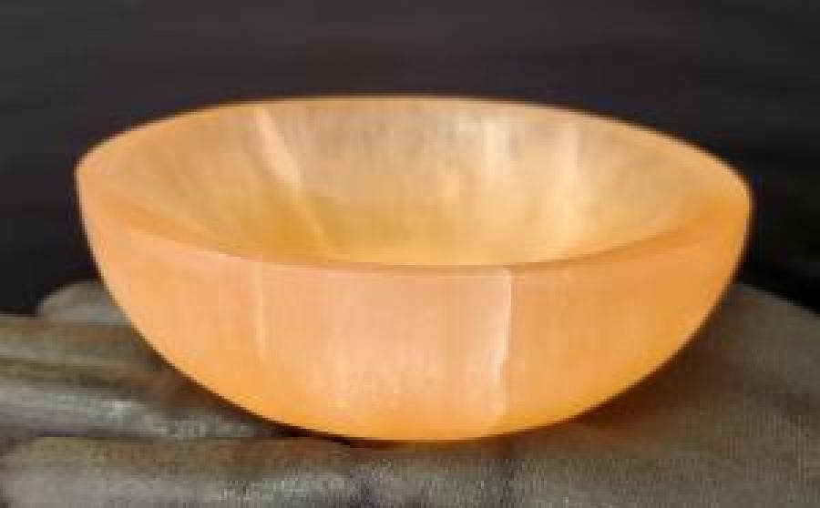 GREENROOTS USA LLC - Wholesale Decorative Plate/Dish/Bowl - Orange Selenite Bowl 3.5"-4" Diameter0
