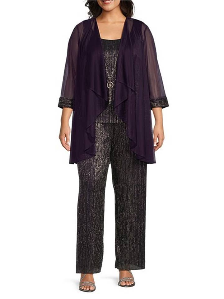 PLUM RM Richards 3-Piece Metallic Evening Pants Suit for wholesale on Faire