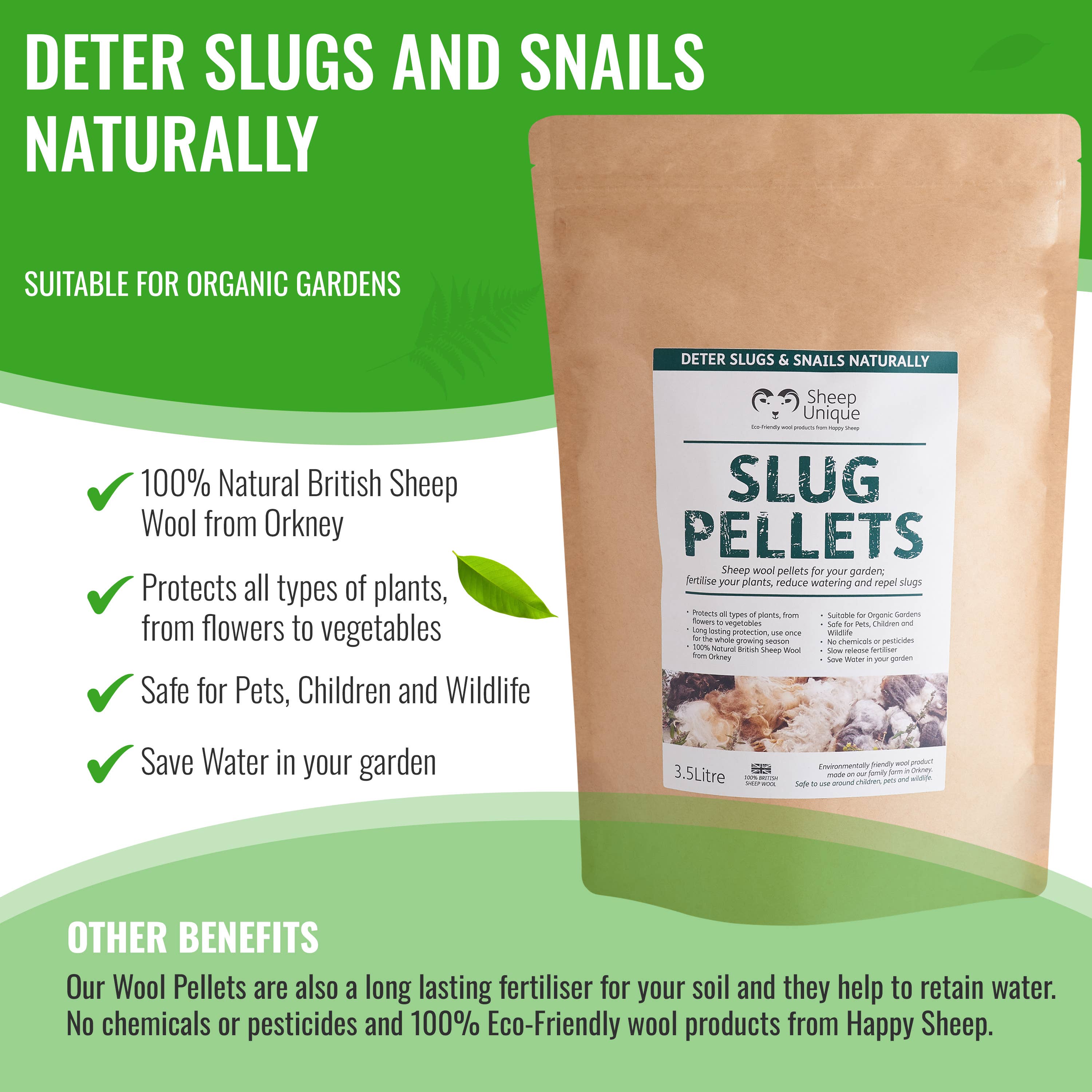 Sheep Unique - Wholesale Planting/potting soil - Slug Wool Pellets - 100% Wool, Pest Repellent, 3.5L / 7.3pts2