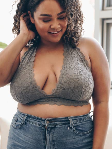 Leto Accessories - Wholesale Bralette - Women's - Plus Size Lace Halter Bralette