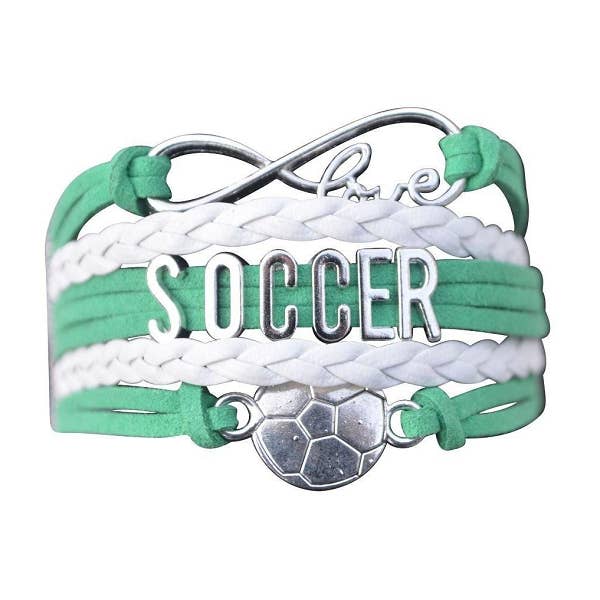 Soccer Infinity Bracelet - Green for wholesale by Sportybella