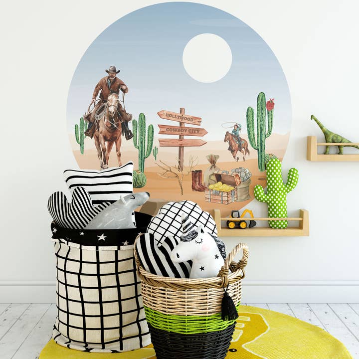 Tapet cirkel - WILD WILD WEST - Cowboy tapet for engroshandel hos Walloha
