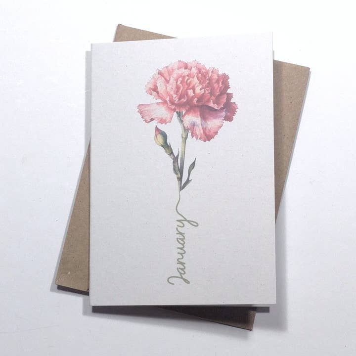 Mini Card - Birth Flower Series - Made in Devon for wholesale by Devon Fox