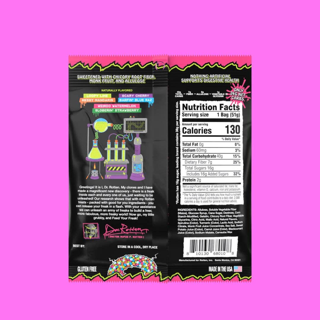 Rotten Candy - Wholesale Gummy - Sour Cruncheez Gummy Candy: GF, Prebiotics, Low Sugar2