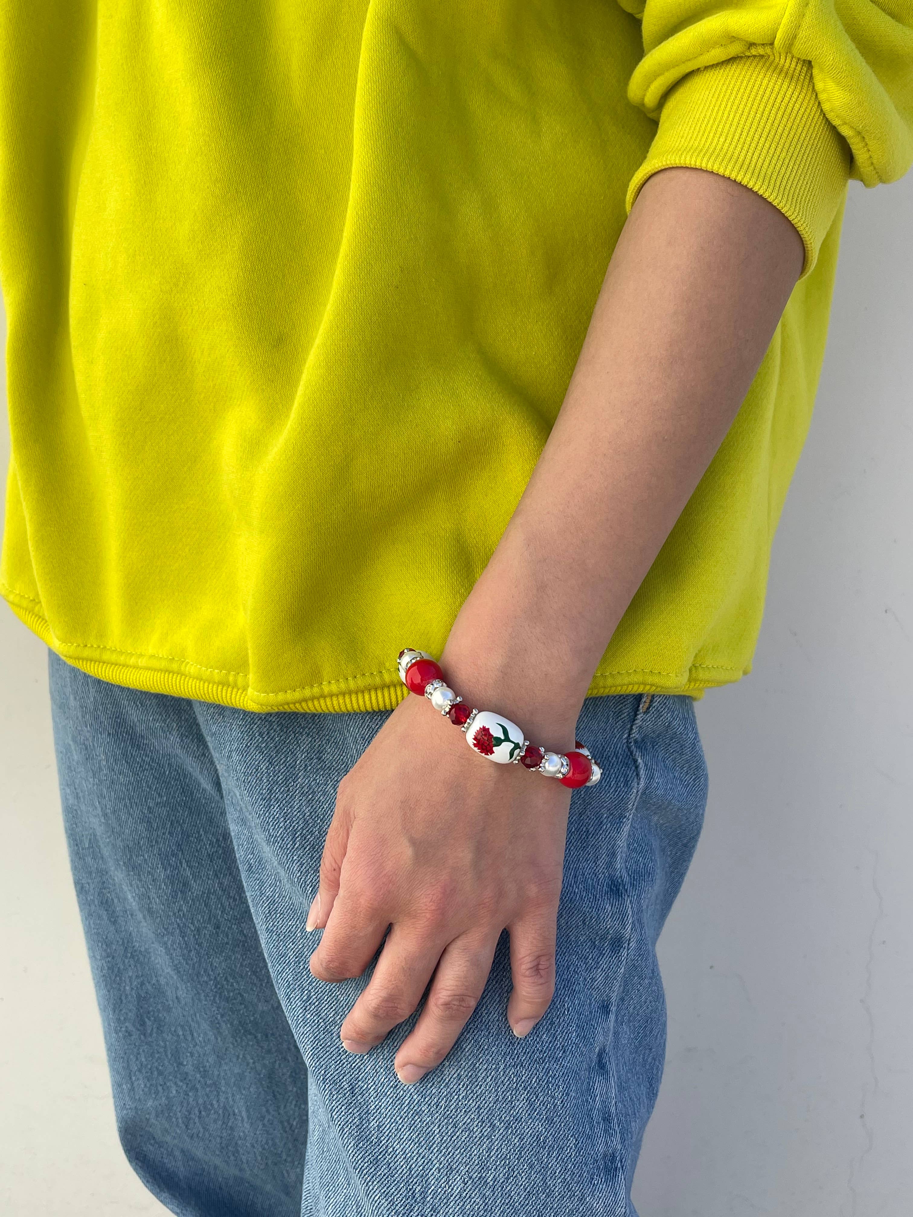 Fiona Accessories – Pulseira de missangas por atacado – Lavender Carnation Jasmine Mayflower Pulseira Flor de Rosa1