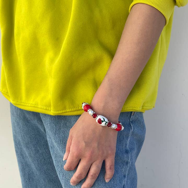 Fiona Accessories - Vente Bracelet de perles - Bracelet en forme de rose lavande, oeillet, jasmin, mayflower1