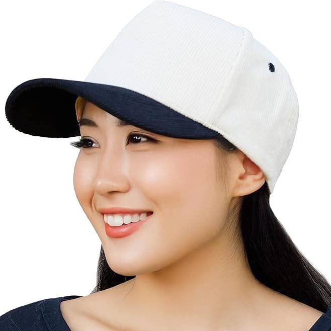 Funky Junque - Wholesale Baseball Cap - Unisex - Two Tone Vintage Corduroy Hat - Black/Beige