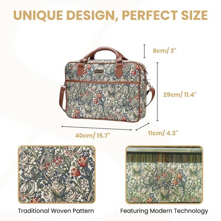 SignareArt - Wholesale Laptop Bag - Women's - CPU-GLILY | William Morris Golden Lily Computer Laptop Bag Case 15.6"2