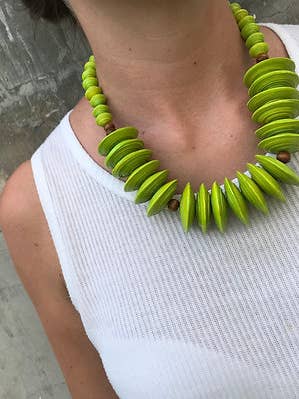 Rea - hand rolled paper bead necklace for wholesale by Lumago Designs