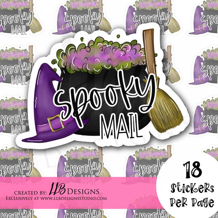 Spooky Mail Witches Hat | Packaging Stickers | Business Branding | Small Shop Stickers | Sticker #: S0237 | Ready To Ship for wholesale by LLB Designs Studio