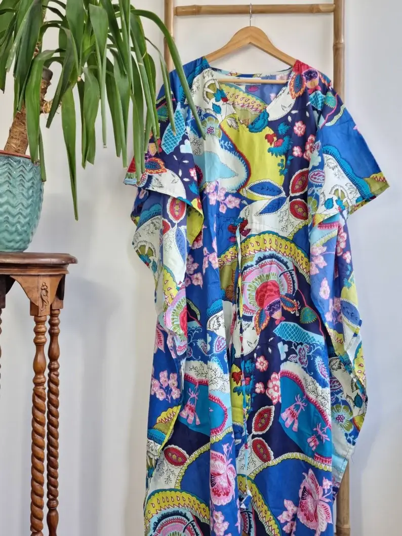 Essential Designs London – wholesale Kaftan – Women's – Pure Cotton Kaftan Long Dress In Vibrant Shade6