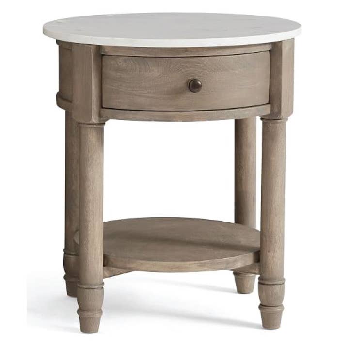 Hampton End table W/ White Marble top for wholesale by David Christopher's Collection