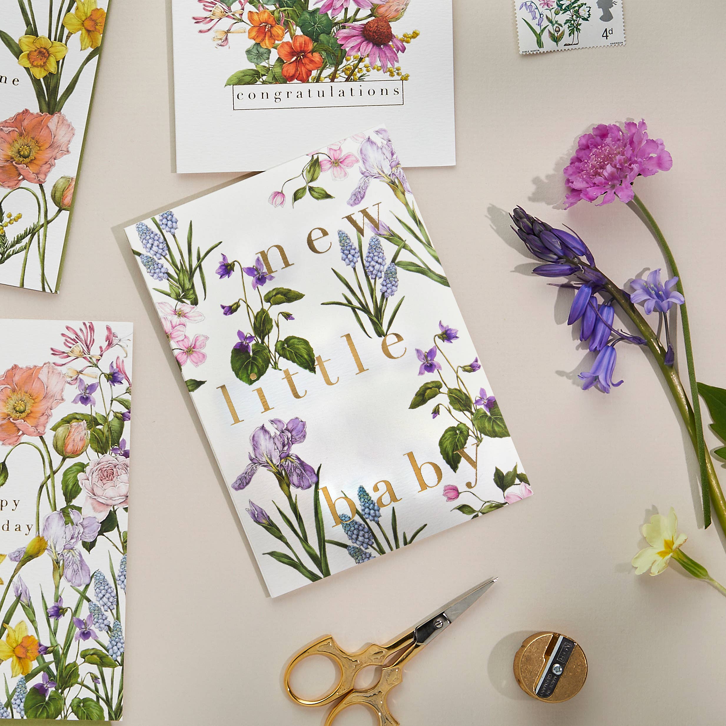 Catherine Lewis Design – wholesale Baby card – Bountiful Blooms - New little baby - Card2