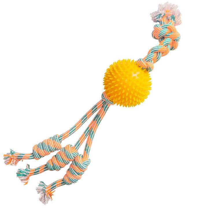 Pet Palette Distribution - Wholesale Pet Rope Toy - Dog - SnugArooz Feel'N Spikey Rope Dog Toy Assorted Colors 23"