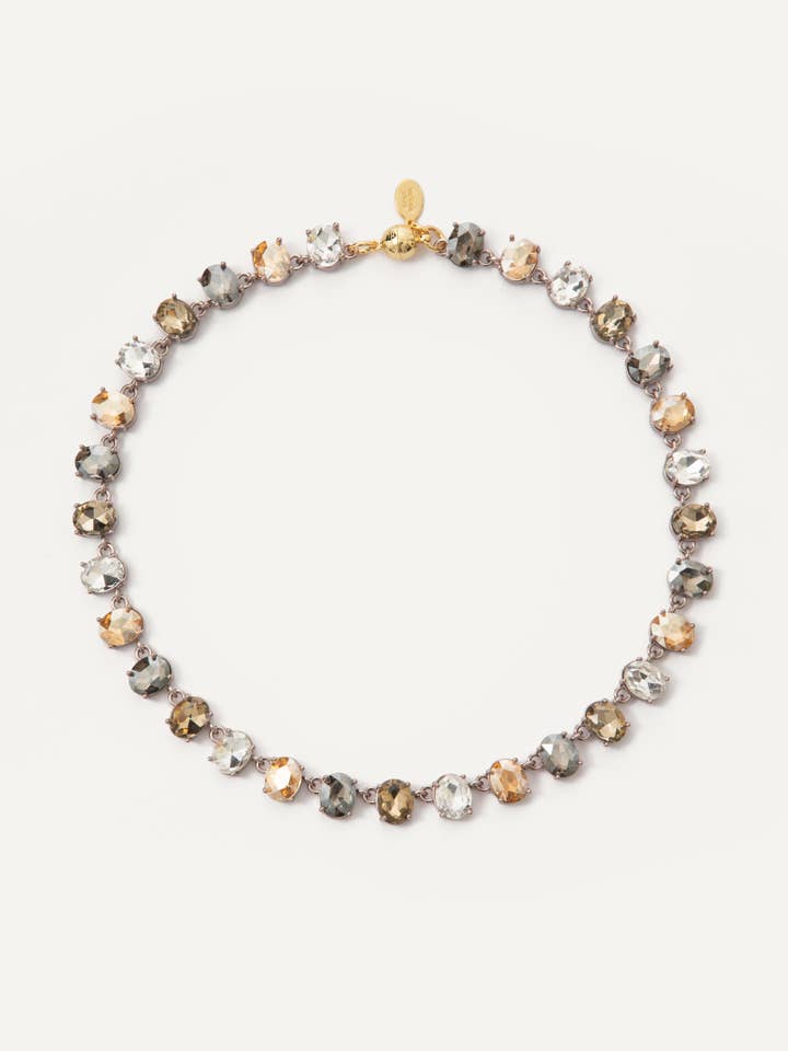 Alice Bib Necklace with Neutral Multicolor Crystals for wholesale by Melania Clara