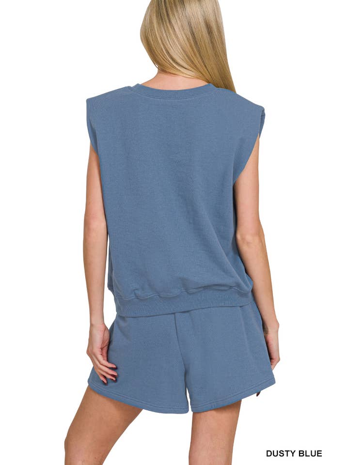 Vanilla Monkey - Wholesale Knit Top - Women's - French Terry Sleeveless Top & Shorts Set5