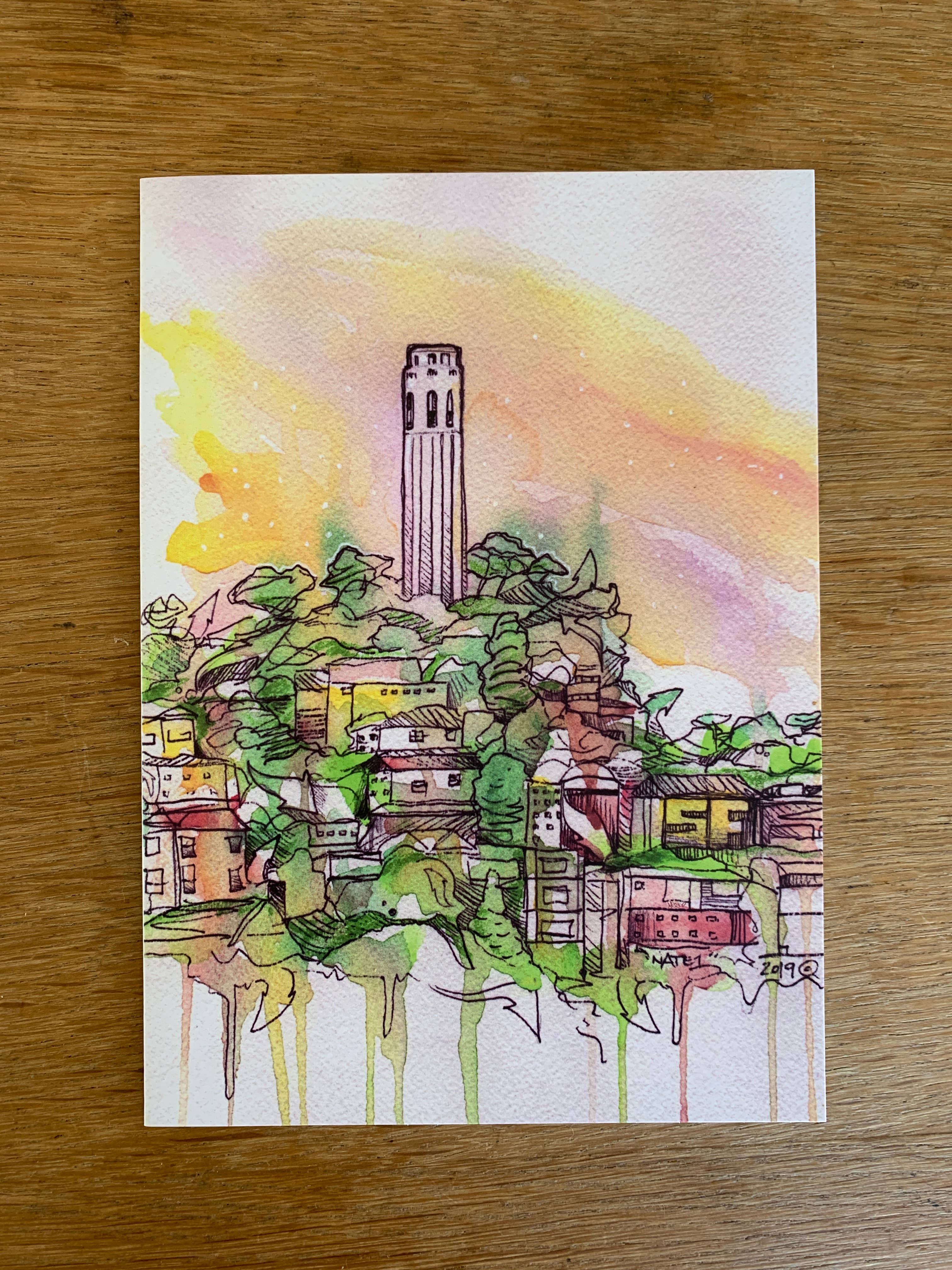 New Skool - Vendita all'ingrosso Biglietti di auguri generici - Biglietto di auguri San Francisco Coit Tower0