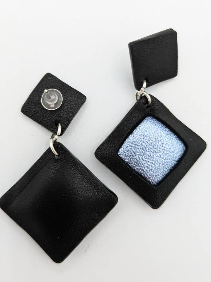 Handcrafted Leather Square Earrings for wholesale by ATELIER GAUTHIER