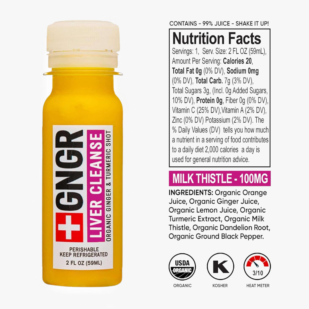 GNGR Labs - Wholesale Wellness Juice/Tonic - Liver Cleanse Shot: Ginger, Milk Thistle, Dandelion Detox6