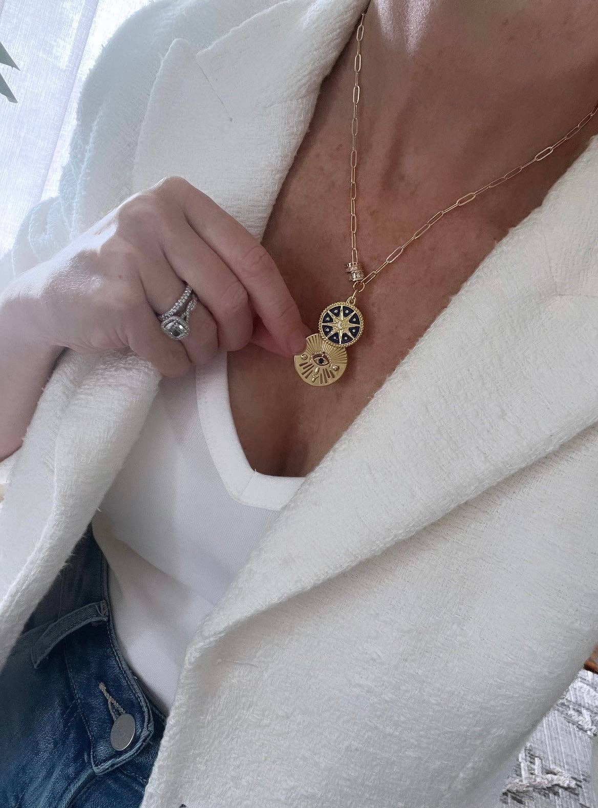 Boutique Suarez Co. - Wholesale Pendant/Charm Necklace - Vada Celestial Evil Eye Necklace2