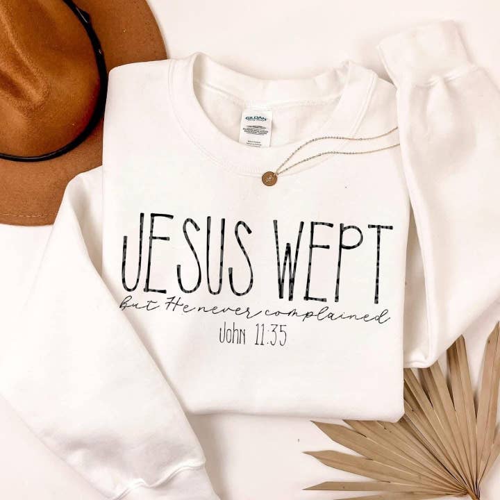 Jesus Wept White Gildan Faith Sweatshirt for wholesale by ZZ Threadz