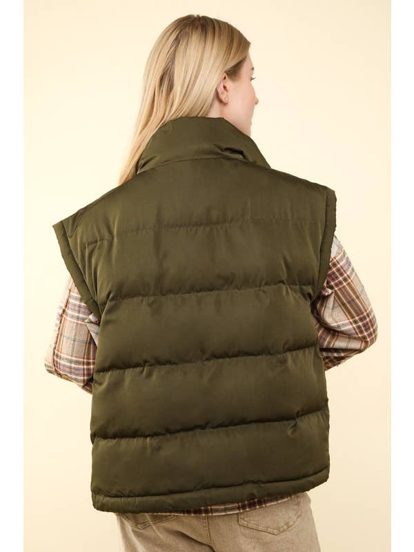 Vanilla Monkey - Wholesale Outerwear Vest - Women's - High Neck Casual Comfy Puffer Vest