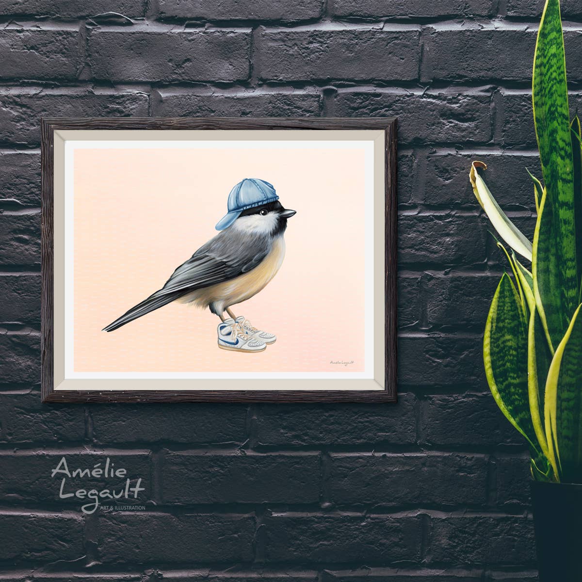 Sardines Studio - Wholesale Art Print - Chickadee wearing shoes Art Print1
