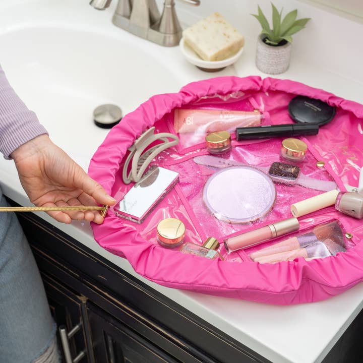 Best Bags - Wholesale Makeup/Cosmetic Bag - Quilted Lay Flat Drawstring Makeup Bag - Cosmetic Organizer