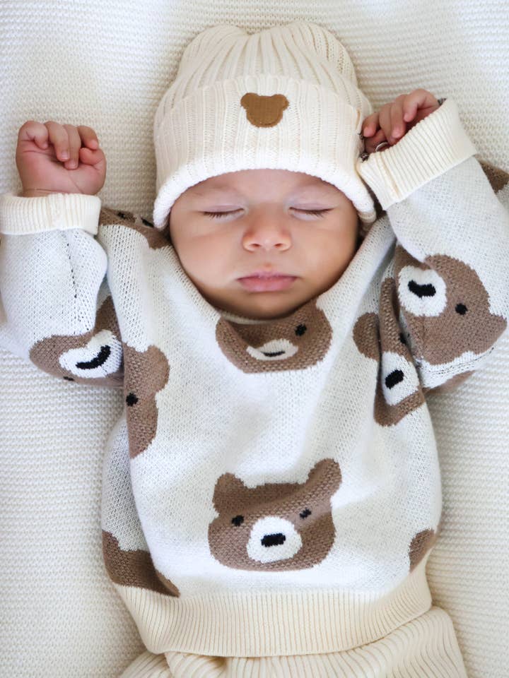 Little Bear Jacquard Sweater for wholesale by Luna + Luca