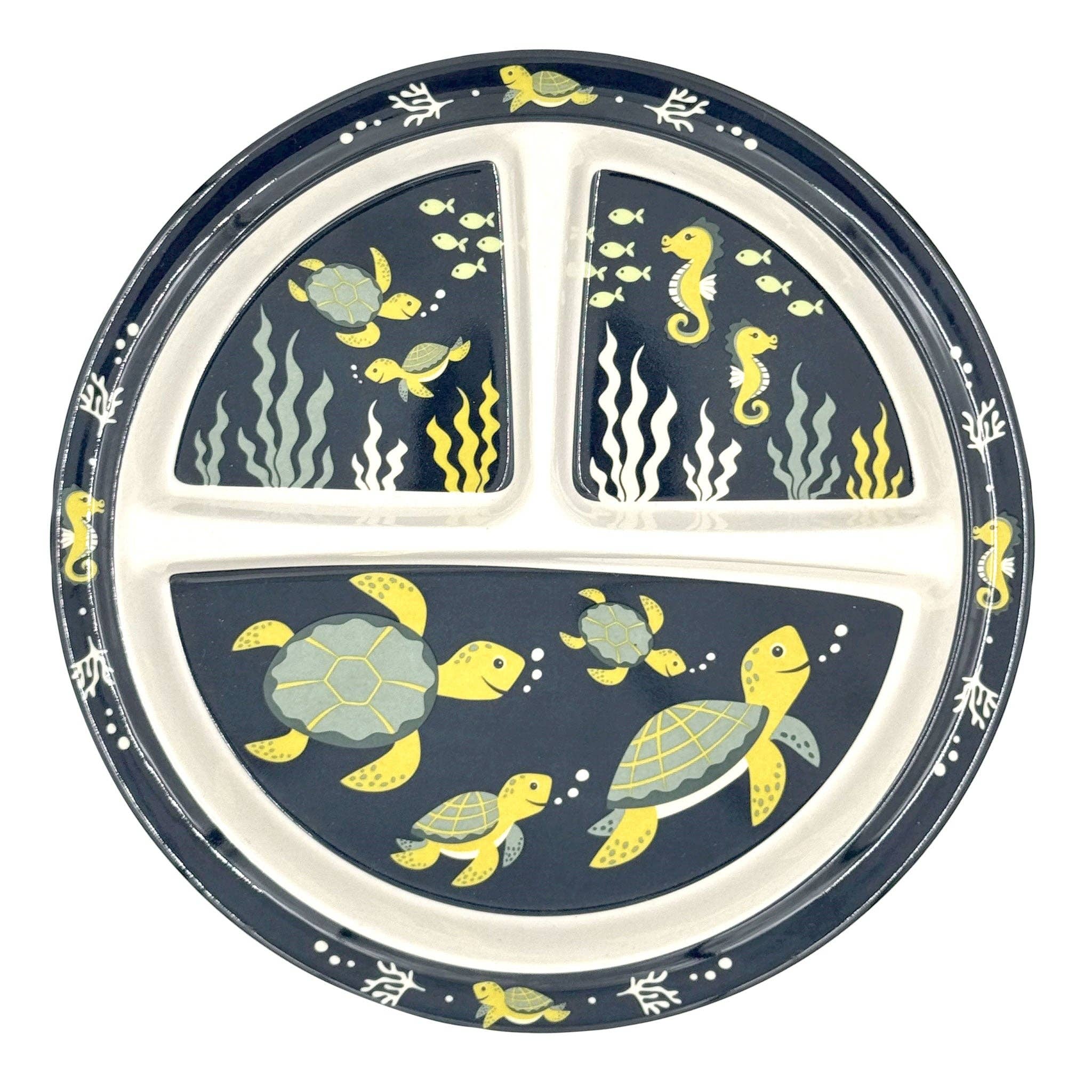 Sugarbooger by Ore’ Originals - Vente Assiette – enfant et bébé - Plaque d'aspiration divisée | Tortue de mer1
