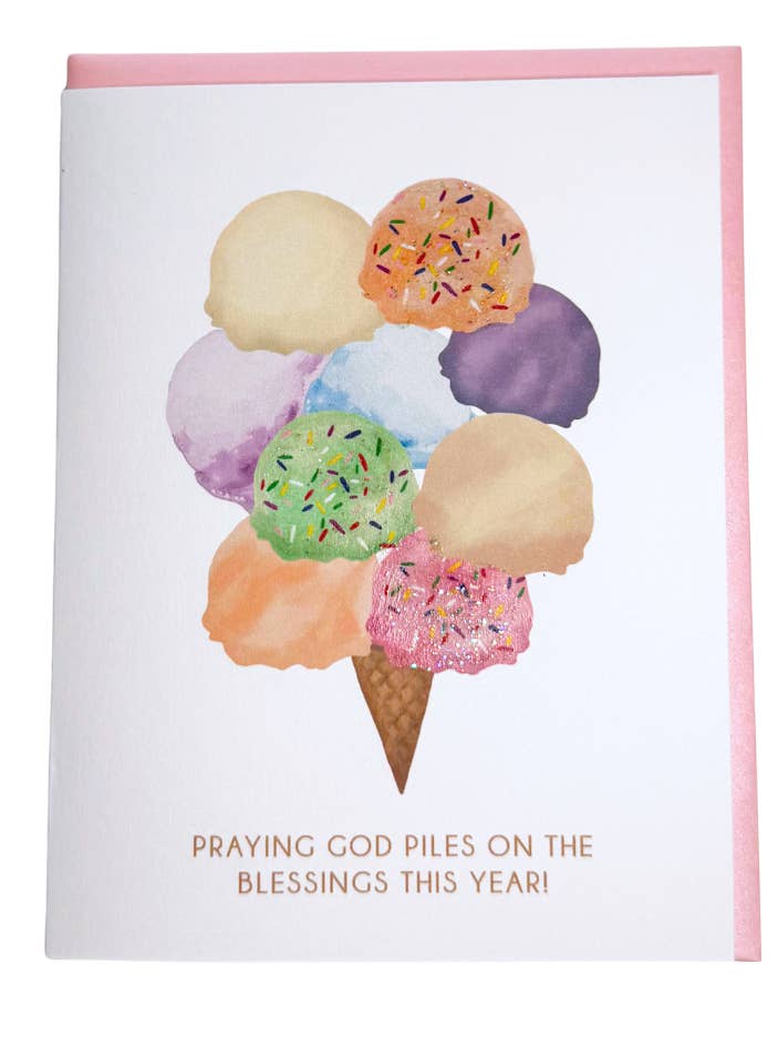 Carte de vœux d'anniversaire "Glaces empilées de bénédictions" pour la vente par Lavender Vines