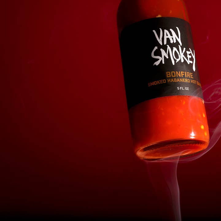 Bonfire Smoked Habanero Hot Sauce for wholesale by Van Smokey