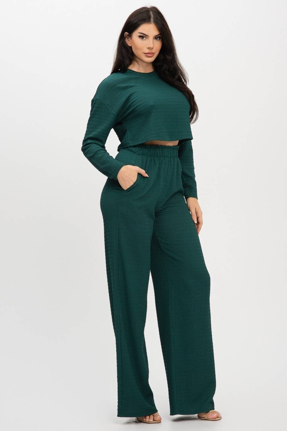 J2 FASHION – wholesale Set med topp och byxa – Dam – Jacquard Bubbel Jersey Byxset3