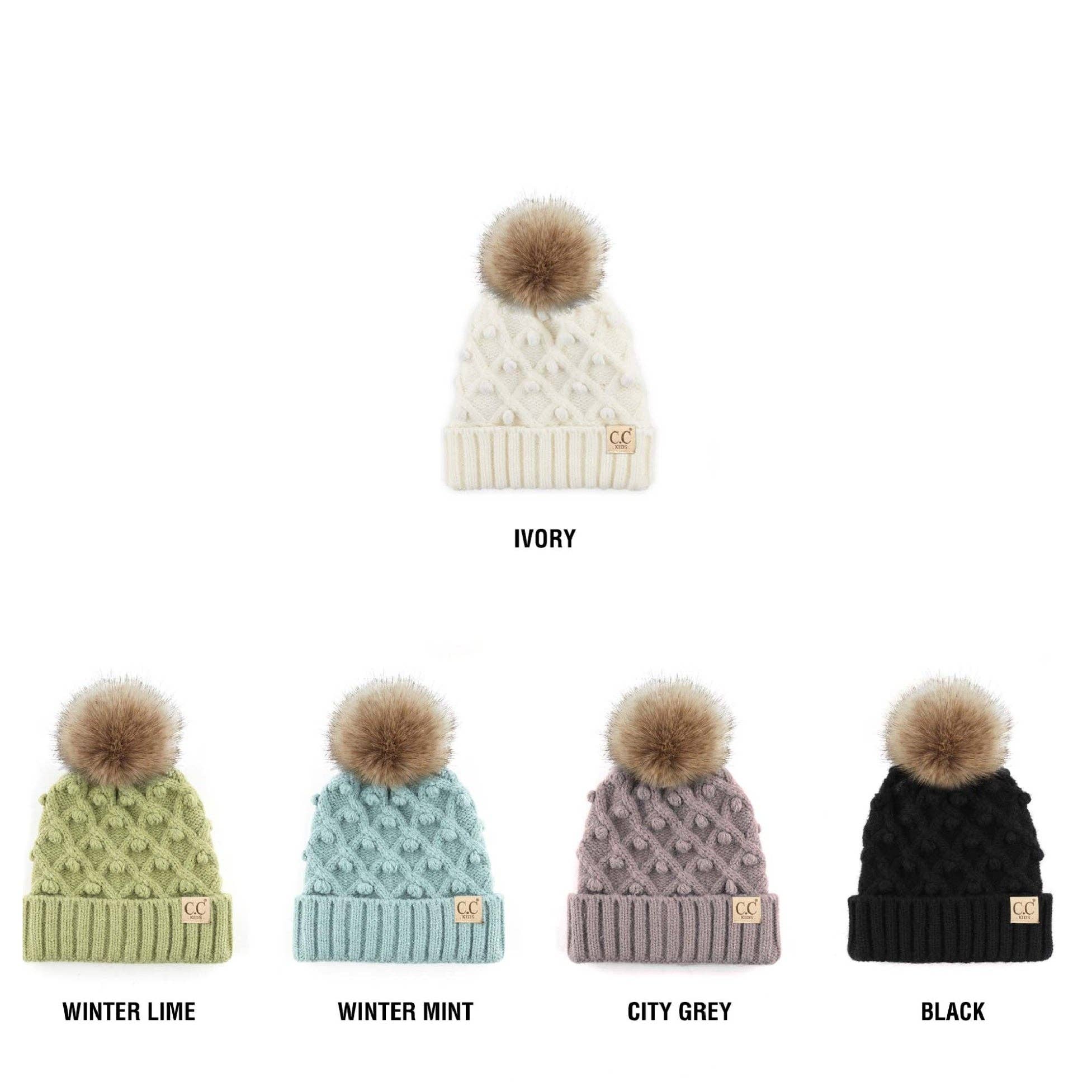 Truly Contagious - Wholesale Beanie - Kids - CC Kids Crafted Pom Detail Beanie ( KIDS-3836 )10