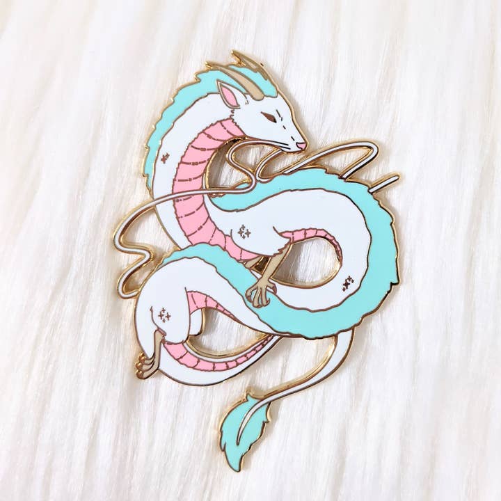 Spirited Dragon Enamel Pin for wholesale by Sugar Cubed Studios