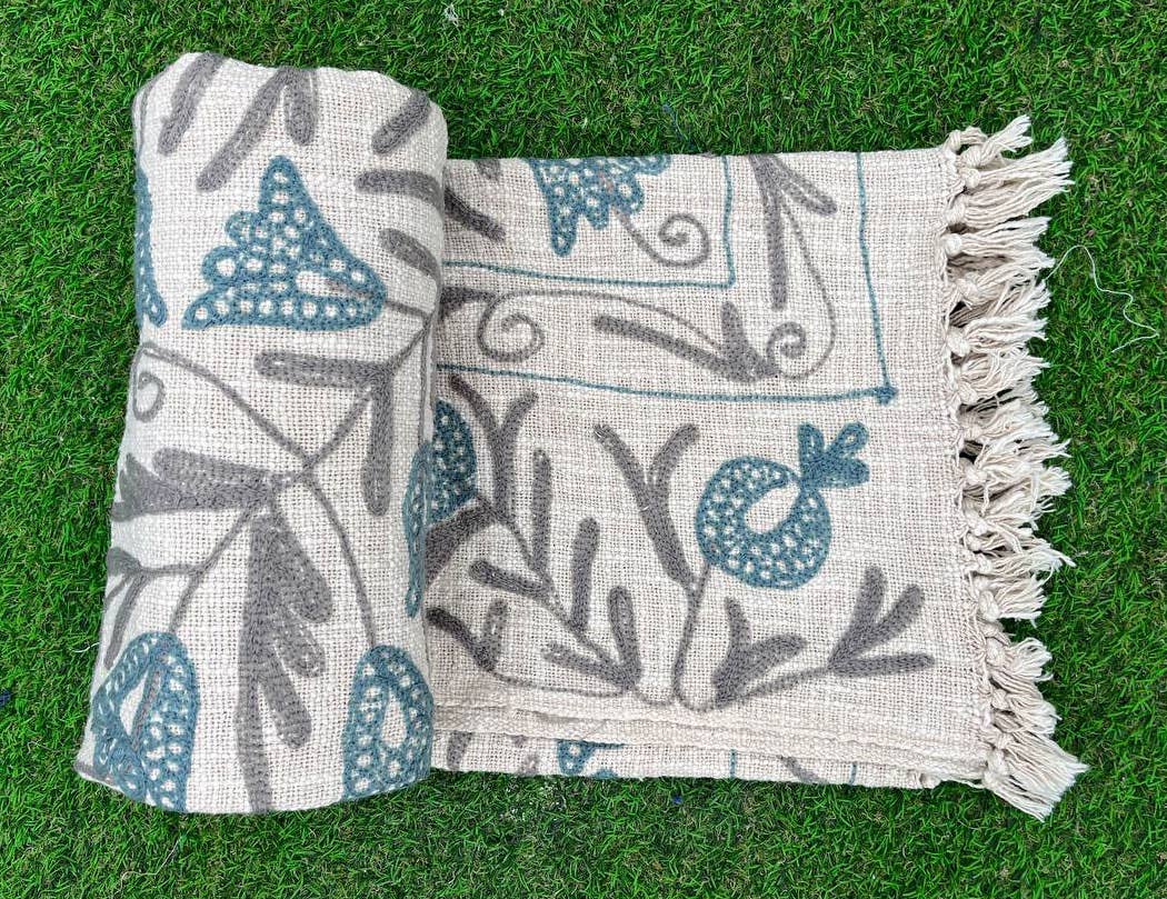 Bhawana Handicrafts - Vente Courtepointe - Couverture de pique-nique, couvre-lit brodé, couette de maison en coton Suzani3