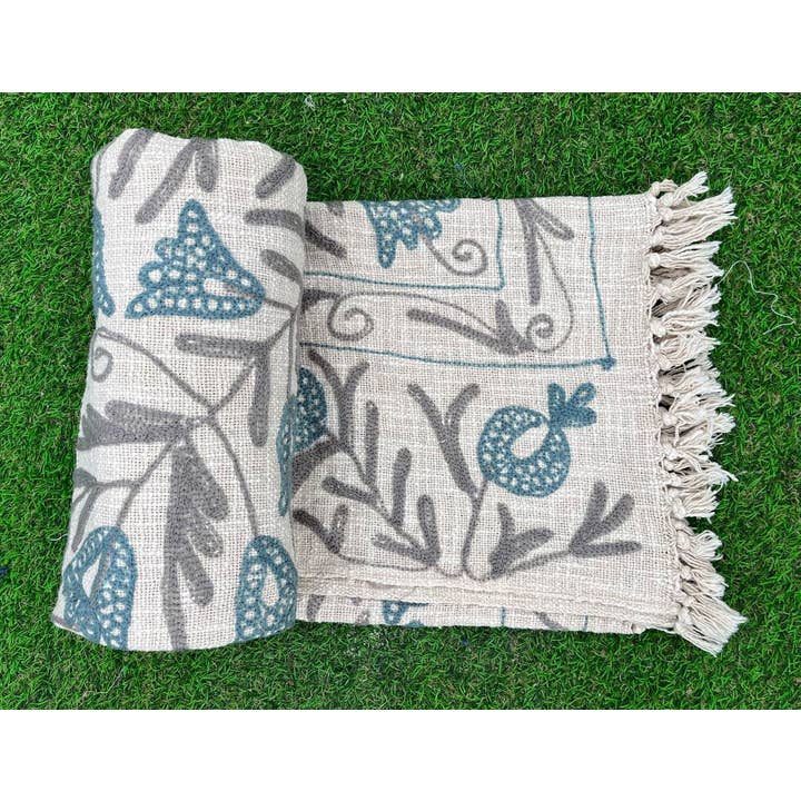 Bhawana Handicrafts - Vente Courtepointe - Couverture de pique-nique, couvre-lit brodé, couette de maison en coton Suzani3